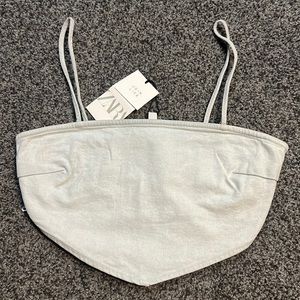 🌸4/$20🌸Zara Light Blue Denim Crop Top Size Medium NWT